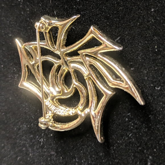 Sarah Coventry Smooth / Textured Two Tone Openwork Abstract Design Brooch Pin - Picture 4 of 9